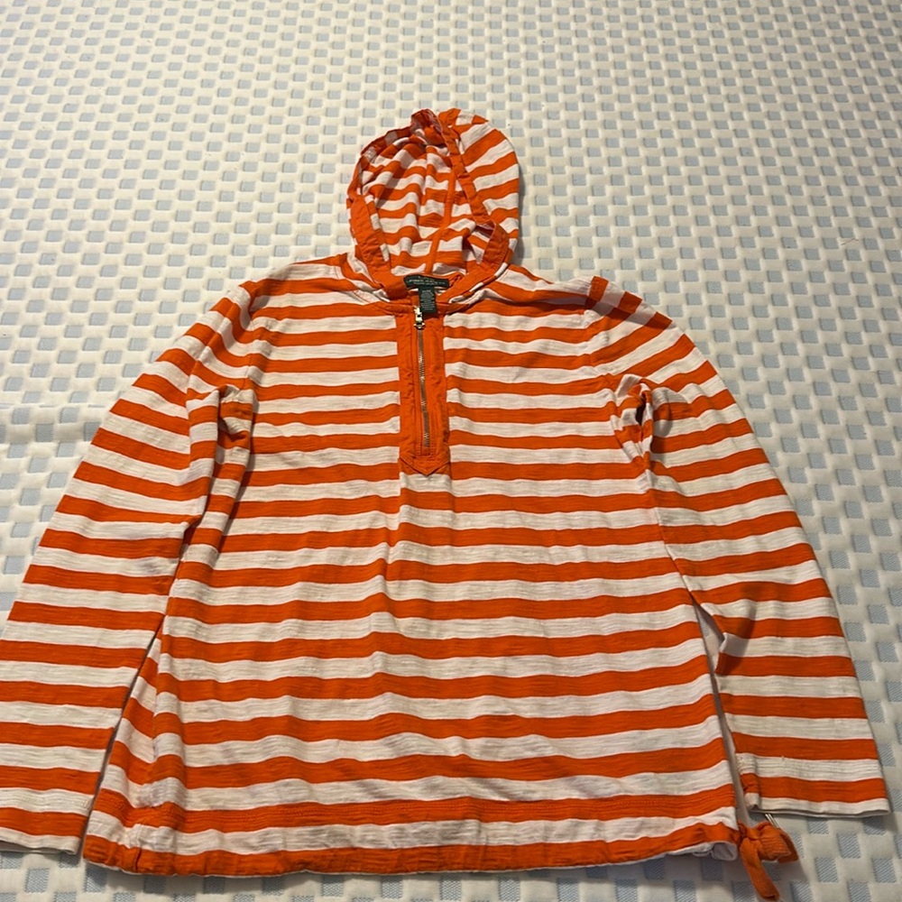 Polo Ralph Lauren women’s Orange and White long sleeve hoodie shirt .